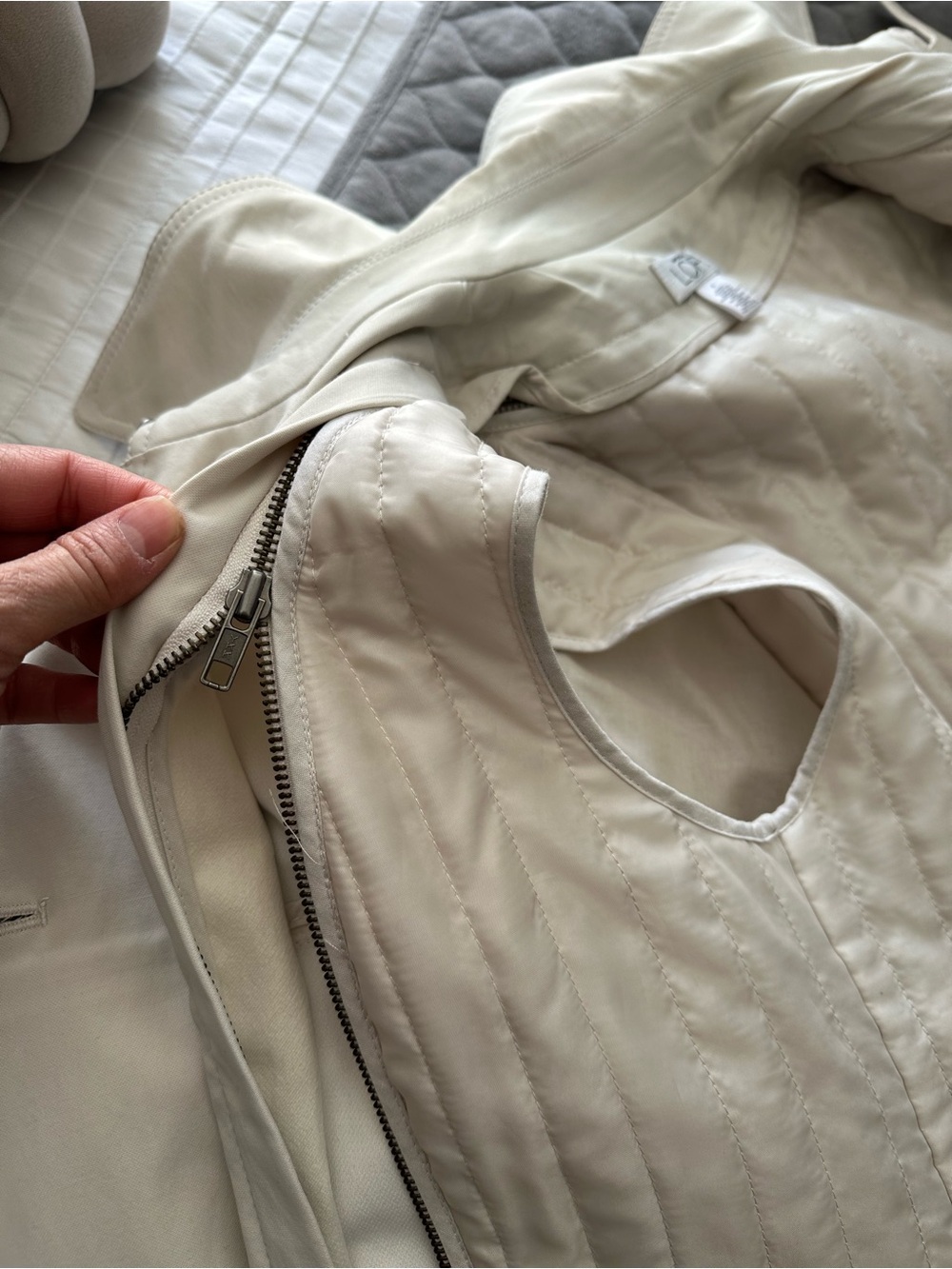 LOFT Cream Double-Breasted Trench Coat with Belt - Picture 8 of 13